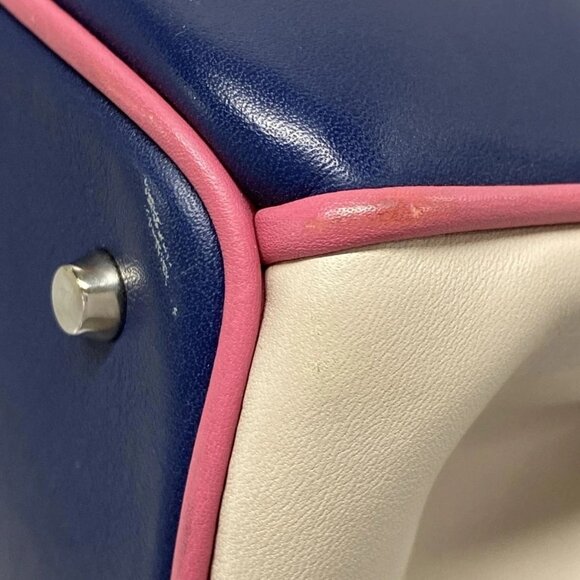 Auth DIOR/ChristianDior Diorissimo Navy Pink Cream Leather Tote Bag - Picture 7 of 16